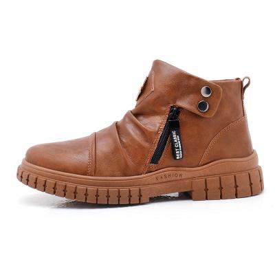 China Wholesale Cheap Mens Botas Leather Chelsea Boots Round Zipper for sale