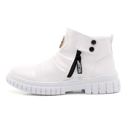 China White PU Chelsea Boot Men Winter Boots Botas Masculinas Round Zipper Ankle Booties For Man for sale