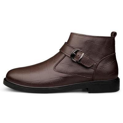 China Stylish Shoes Round Zipper Brown Man Boot Ankle Boots Openable Shoes Booties Men for sale