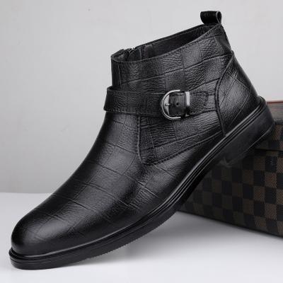 China Round Zipper Ankle Boots Botas Men Formal Boots Kasut Lelaki Casual Boots for sale