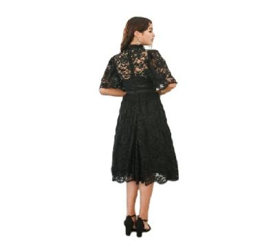 China Hot Selling Elegant Breathable Product Long Skirt Slim Waist Knee-Length Black Women Wholesale Party Lace Up Dresses for sale