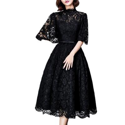 China Fashionable elegant lace knee-length breathable hot sale and high quality summer party dress dresses ladies long skirt for sale