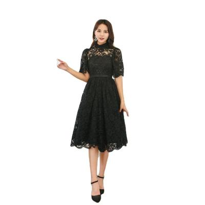 China Chinese Manufacturer Breathable Fashionable Elegant Lace Dresses Women Party Black Lace Waist Slimming Dresses for sale