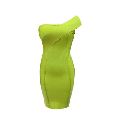 China Anti-Static Hot Selling One Shoulder Party Bandage Body Dress Summer Women Bodycon Dress for sale