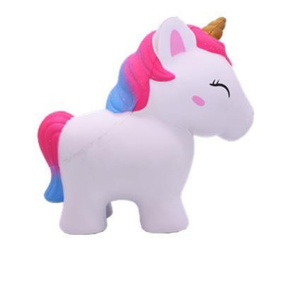 China Antistress Eco-friendly Huge Squishy Colorful Unicorn Stand Item PU Squishies Soft Slow Rising Toys Sit for sale