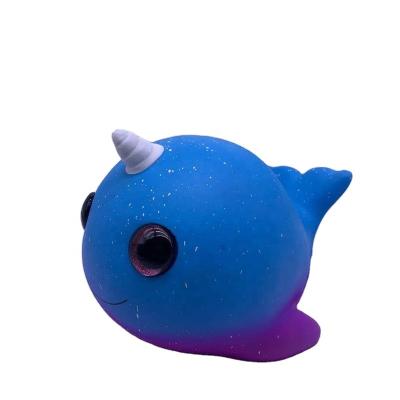 China Eco-friendly 5+ Squishy Toy With Simulation Eyes Whale Shiny Glitter Squishy Fish Toy for sale