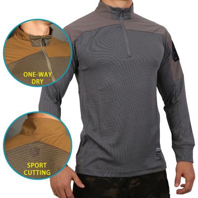 China Emersongear Breathable Casual Long Sleeve Men Sport Quick Dry T-shirts Gym Wear Men Outdoor Mens Tactical Military Shirts With YKK Zipper for sale