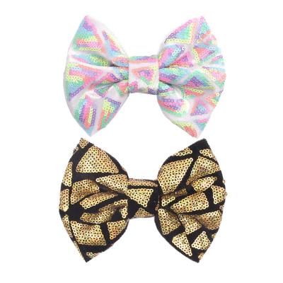 China Fashion Rainbow Sequins Embroidery Velvet Bows Without Clip For Girls Barrette Hairpins Hair Clips Headband DIY Kids Hair Accessories for sale