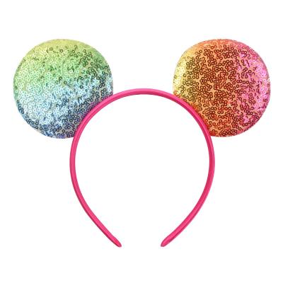 China Wholesale 34 Hot Colors Trendy Fashion Glitter Mouse Ears Girls Headband Hair Band For Kids Hair Circle Travel DIY Woman Hair Accessories for sale