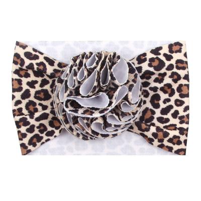 China Fashion Girls Tops Flower Headband Printing Ball Cloth Textured Baby Head Wraps Infant Over Big Sized Bow Turban Kids Hair Accessories for sale