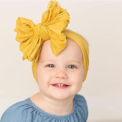 China New Fashionable 5 Inches Gently Lace Up Bow Headband Turban Bow Knot Head Wrap Kids Newborn Top Knot Headband Babies Hair Accessories for sale