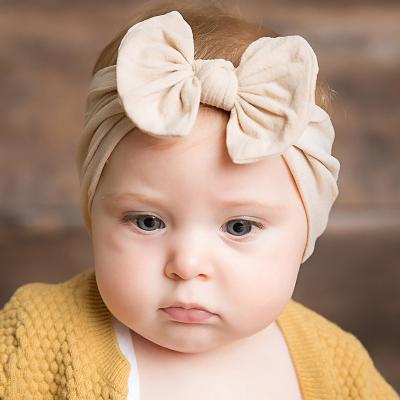 China Fashion Children Cute Mini Bow Nylon Headbands Soft Bow Elastic Nylon Head Wrap Head Wear Turban Baby Headband Girls Nylon Hair Accessories for sale