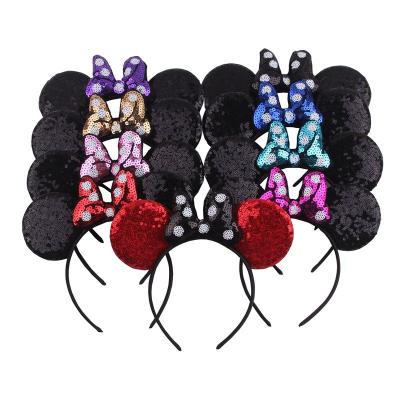 China 2021 Popular Adorable NEW Fashionable DIY Hair Accessories Sequins Bows Wholesale High Quality Kids Headband Mouse Ears Headband For Children for sale