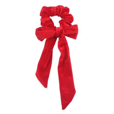 China Fashion Autumn/Winter Girls Tie Bow Velvet Hair Scrunchies Women Pony Tail Holder Kids Hair Accessories Elastic Hair Rope Band for sale