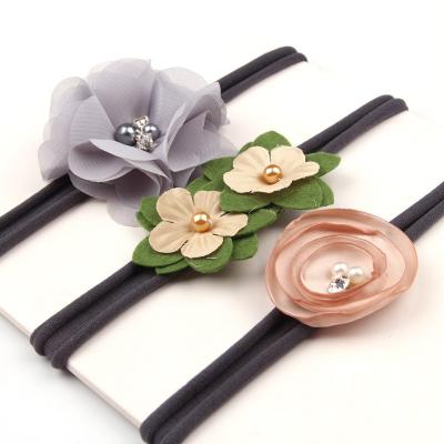 China Popular Flower Toddler Headband Nylon Baby Hair Bands For Girls Kids Cute Flower Headband Crystal Ribbon Turban Baby Hair Accessories for sale