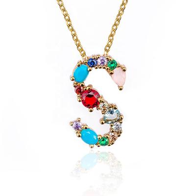 China Hiphop Beldan Jewelry Gold Color Micro Pave Cubic Zircon Necklace Charm Jewelry Gift Hip Hop Letter Pendant Necklace for sale