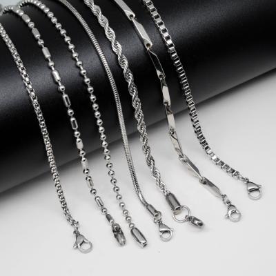 China Custom Classic Gold CLASSIC Silver Necklace Stainless Steel Base Chain Bullion Twisted Snake Bar Singapore Box Chains For Jewelry for sale