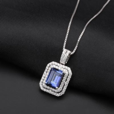 China FASHIONABLE Drop Shipping Natural Mystic Quartz Stone Box Chain 925 Sterling Silver Jewelry Necklace for sale