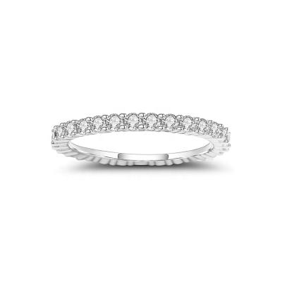 China Custom Made 925 Sterling Silver Trendy Pave Diamond CZ Wedding Ring Engagement Bridal Eternity Ring for sale