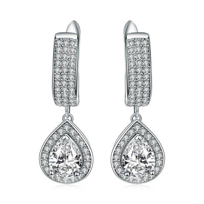 China Beldan CLASSIC Luxury Silver Sparkle Solid CZ Diamond Earrings English Clasp 925 Zirconia Earring Jewelry OEM&ODM for sale