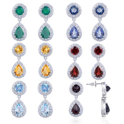 China Wholesale Cheap Fine Earring 925 Sterling Silver Drop Earring Natural Factory Fashion Gemstone Halo Earrings Women Fine Jewelry for sale