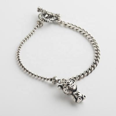 China Trendy Fashion Jewelry 925 Sterling Silver Cute Animal Bear Charm Gift Bead Bracelet For Women for sale