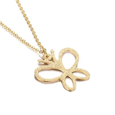 China FASHIONABLE Special Design 316L Stainless Steel Plating 18K Gold Necklace Butterfly Dragonfly Clover Necklace For Women Men for sale