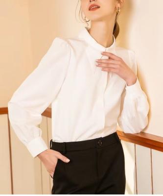 China Anti-pilling New Style Square Neck Bubble Sleeve Letter Embroidered Blouse for sale