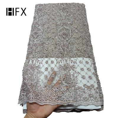 China HFX 2019 Viable luxury net lace fabric beaded french lace fabric african lace new fashion for dress dress for sale