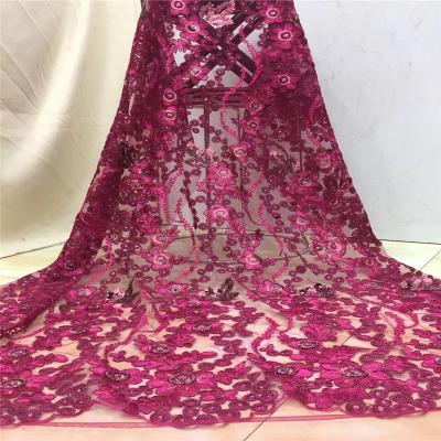 China Viable African Wholesale Flower French Tulle Mesh Lace Fabric Embroidery Dress Lace Fabric for sale