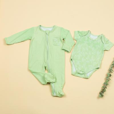 China Eco-friendly 5% Spandex Pajamas 95% Organic Bamboo Breathable Baby Rompers Substantial Print Breathable Newborn Onesie for sale