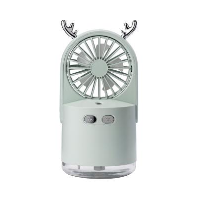 China 2021 Amazon Hot Sale Piano Design 2 in 1 Portable USB Mini Humidifier Fan and Humidifier Fan Rechargeable Mini Fan with Built-in Batteryle for sale