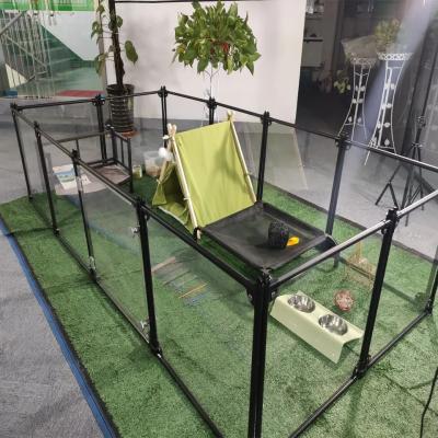 China Portable Pet Playpen 6/8/10/12 Pcs DIY Transparent Foldable Yard Pet Fence Cage Indoor Pet Dog Playpen for sale