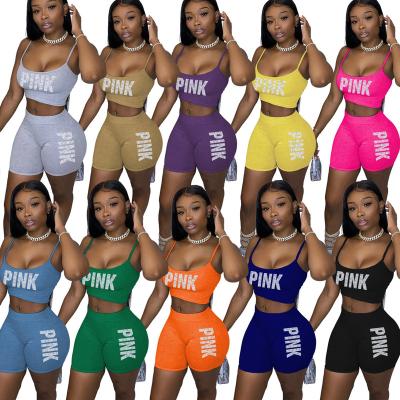 China Breathable Hot Selling 2022 Summer Streetwear Letter Tracksuit Women Women Matching Sets Casual Sports Two Piece Set for sale