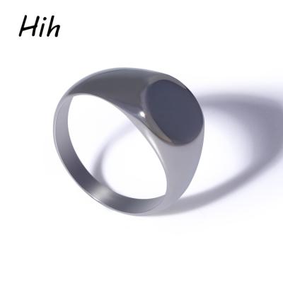 China Custom Round Blank Engraved Single Rings Engraved Logo Jewelry Stainless Steel Ring Seal For Men for sale