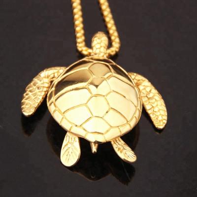 China Turtle Necklace 316l Stainless Steel Mens Jewelry 18k Gold Turtle Pendant Necklace for sale