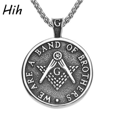 China Wholesale Masonic Black Stainless Steel Items Retro Stainless Steel Pendant Jewelry for sale