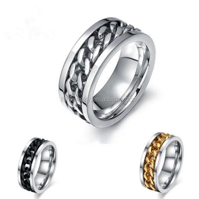 China Express Stainless Steel Ally Spikes Stainless Steel Ring Chain Spinner Ring For Men for sale