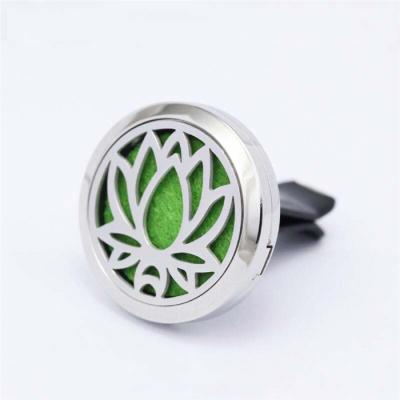 China Lotus Air Freshener Diffuser Vent Metal Stainless Steel Car Fragrance Oil Clip 30*30MM for sale