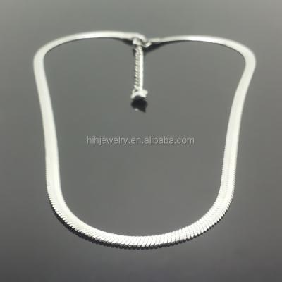 China Stainless Steel Necklace Women Jewelry Stainless Steel Heart Charms Silver Flat Fishbone Chain Necklace for sale