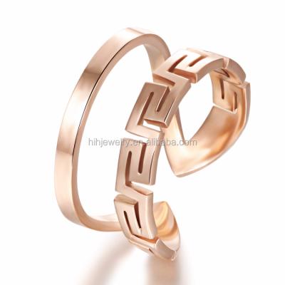 China Newly Opening Greek Stainless Steel Ring Rose Gold Plated Ring Jewelry Wholesale for sale