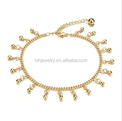 China Fancy Women's Summer Jewelry Small Bell Anklet 18K Gold Anklet Designs for sale