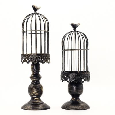 China European style home decoration iron birdcage candlestick living room decoration crafts for sale