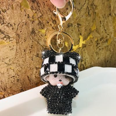 China Home Decoration Lighting Creative Diamond Inlaid Couples Key Chain Cartoon Doll Key Chain Car Backpack Key Pendant Wholesale for sale