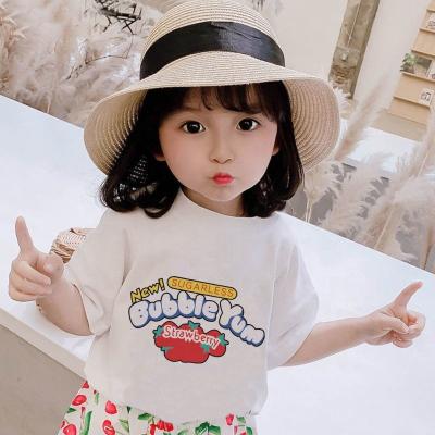 China New Soft Cotton Children's Loose Fashion Shorts Sleeved T-shirt INS Girls Summer T-shirt Sleeved Bubble Romper Bubble Baby Half Sleeved Children's Wear for sale