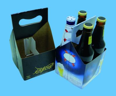 China Corrugated 4 Bottle Cardboard Wine Carrier Flexographic Printing Matt Lamination for sale