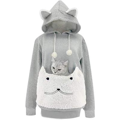 China 2022 Anti-Shrink New Custom Design Harajuku Kawaii Kitty Pattern Print Drawstring Women's Fleece Hoodie Long Sleeve for sale