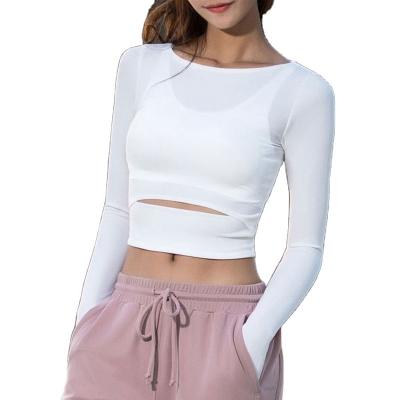 China Hot Selling Sexy High Quality Fashion Fit Yoga Long Sleeve Breathable Design Navel Show Breathable Tops for sale