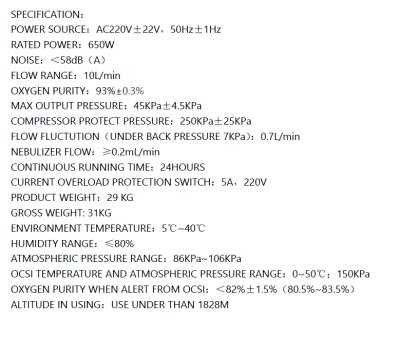 China High Performance 10L Oxygen Concentrator Income Oxygen Concentrators Medical Oxygen Concentrator 435*380*675mm for sale