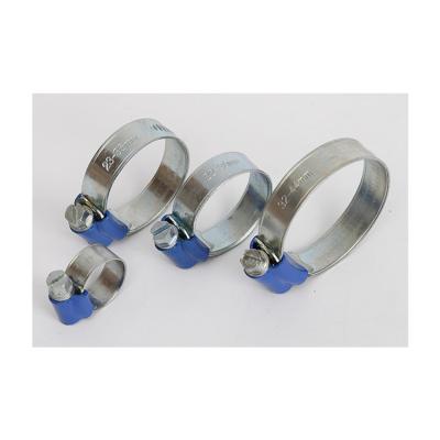 China Stainless steel Competitive Price Good Quality Automotive Stainless Pipe Blue Housing British Type Hose Clamp for sale